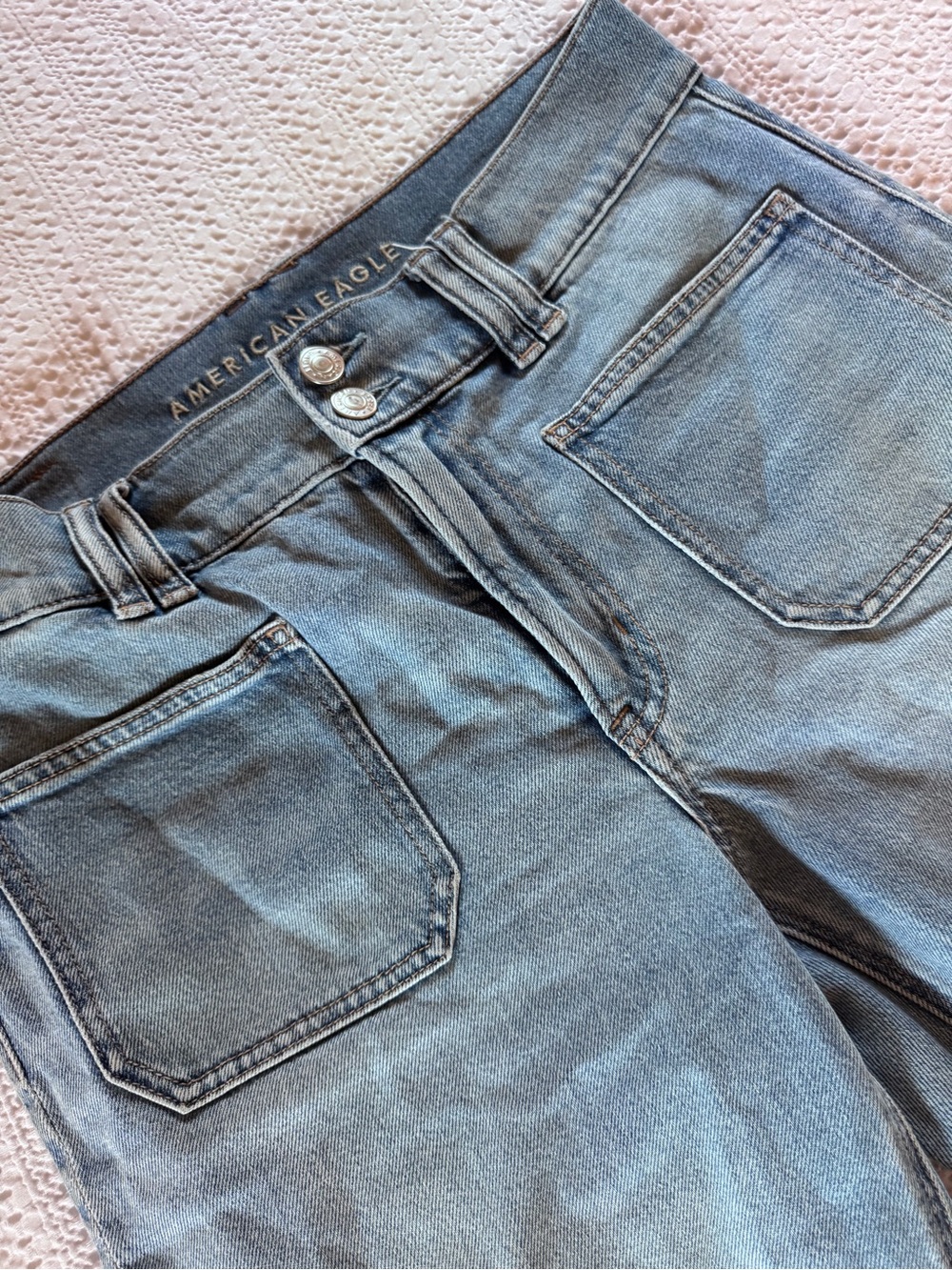 America Eagle Stovepipe cropped jeans size 6 short Light Blue Wide-Leg - Picture 6 of 10